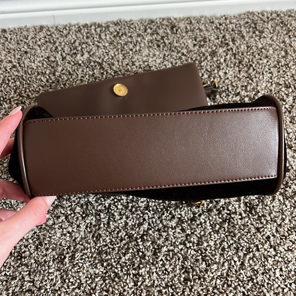 Guess Brown Velvet Shoulder Bag - Picture 4 of 7